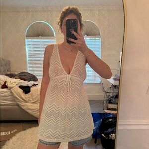 Elegant White Chevron Swim Cover-Up